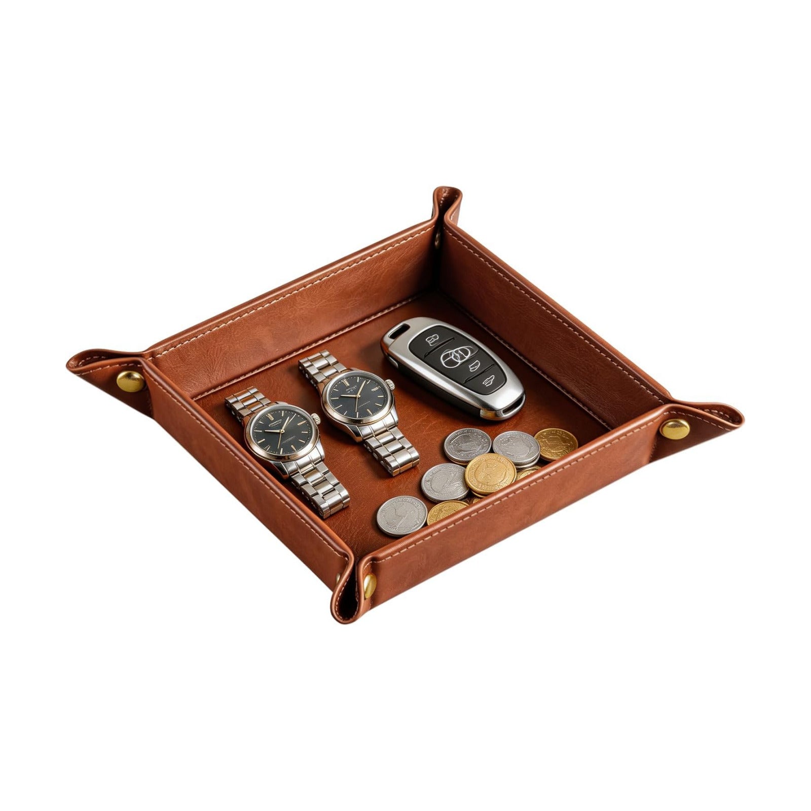 Light Valet Tray for Men / Brown Horseskin