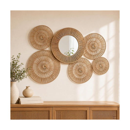 Wicker Jute Wall Decor Baskets / Large / 20 Inch / Set of 6