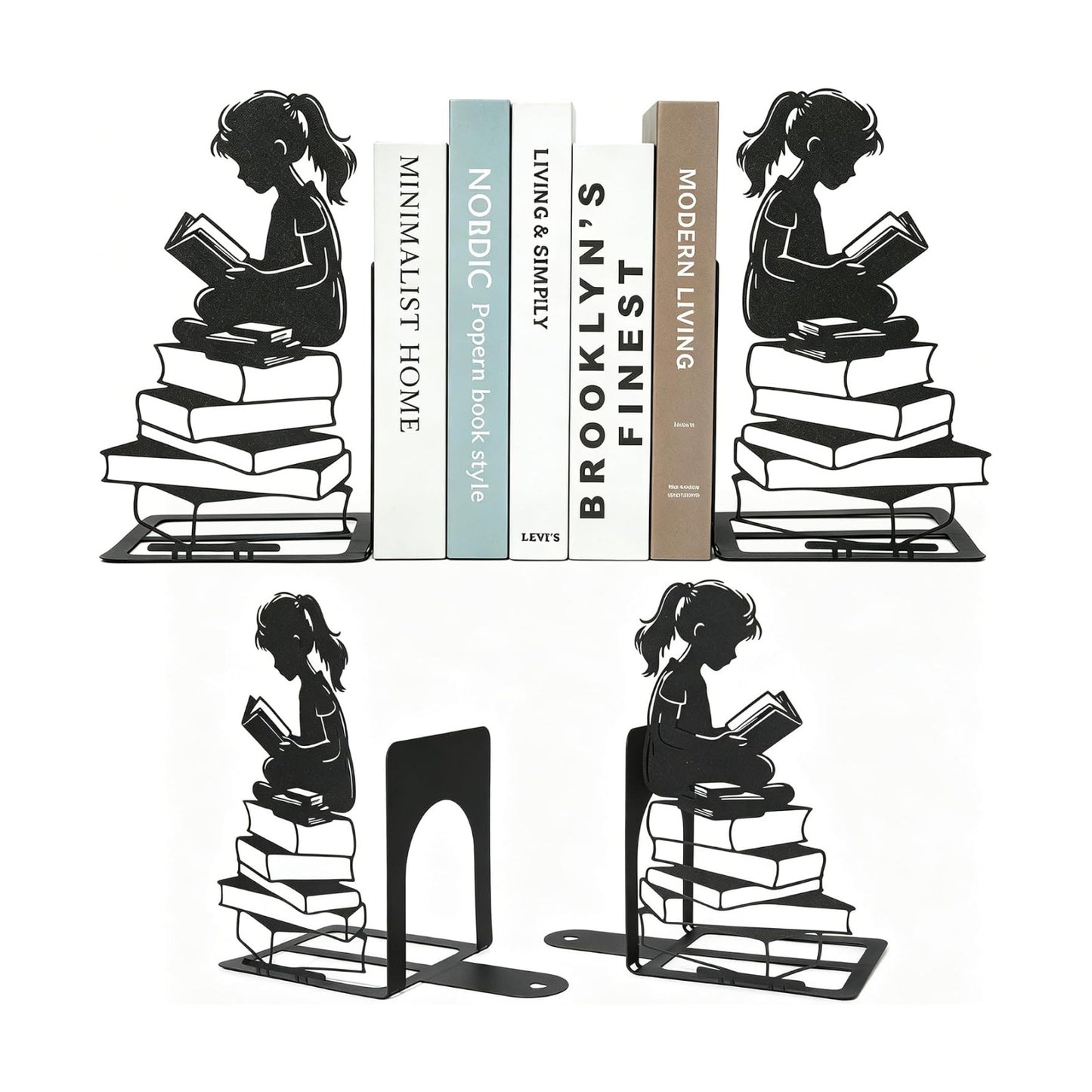 Foldable Metal Decorative Bookends / Girl