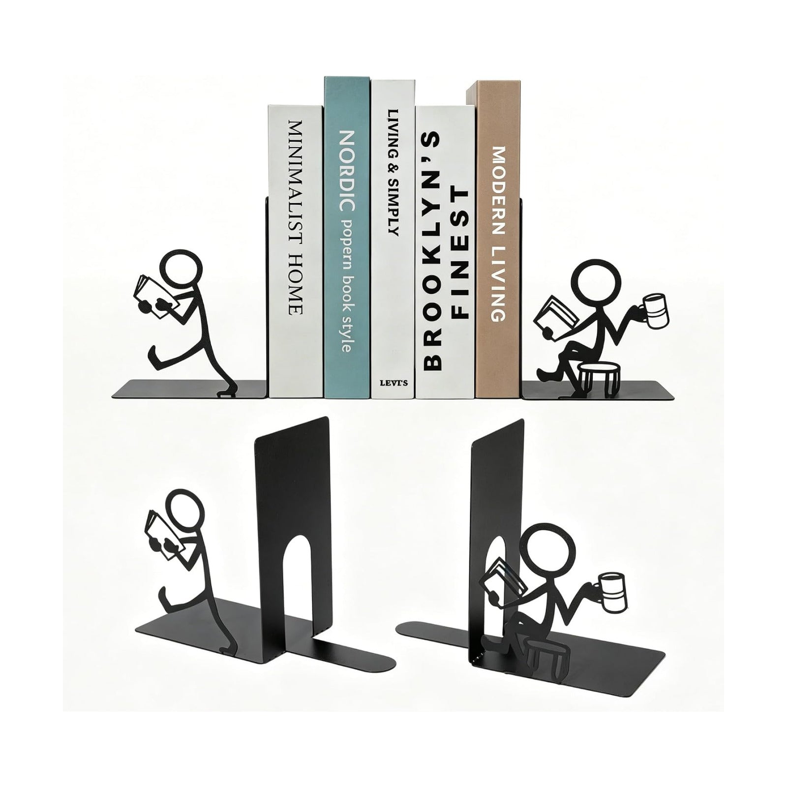 Foldable Metal Decorative Bookends / Bookworm