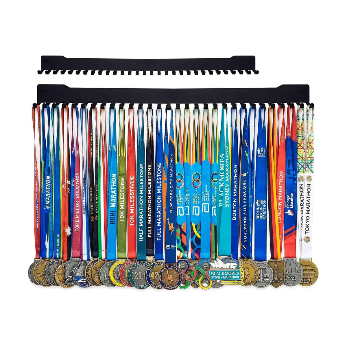 24-30 Inch Medal Hanger Display, Wall Mount Metal Ribbon Holder | Holds 60-100+ Medals, Supports 45 Lbs Capacity