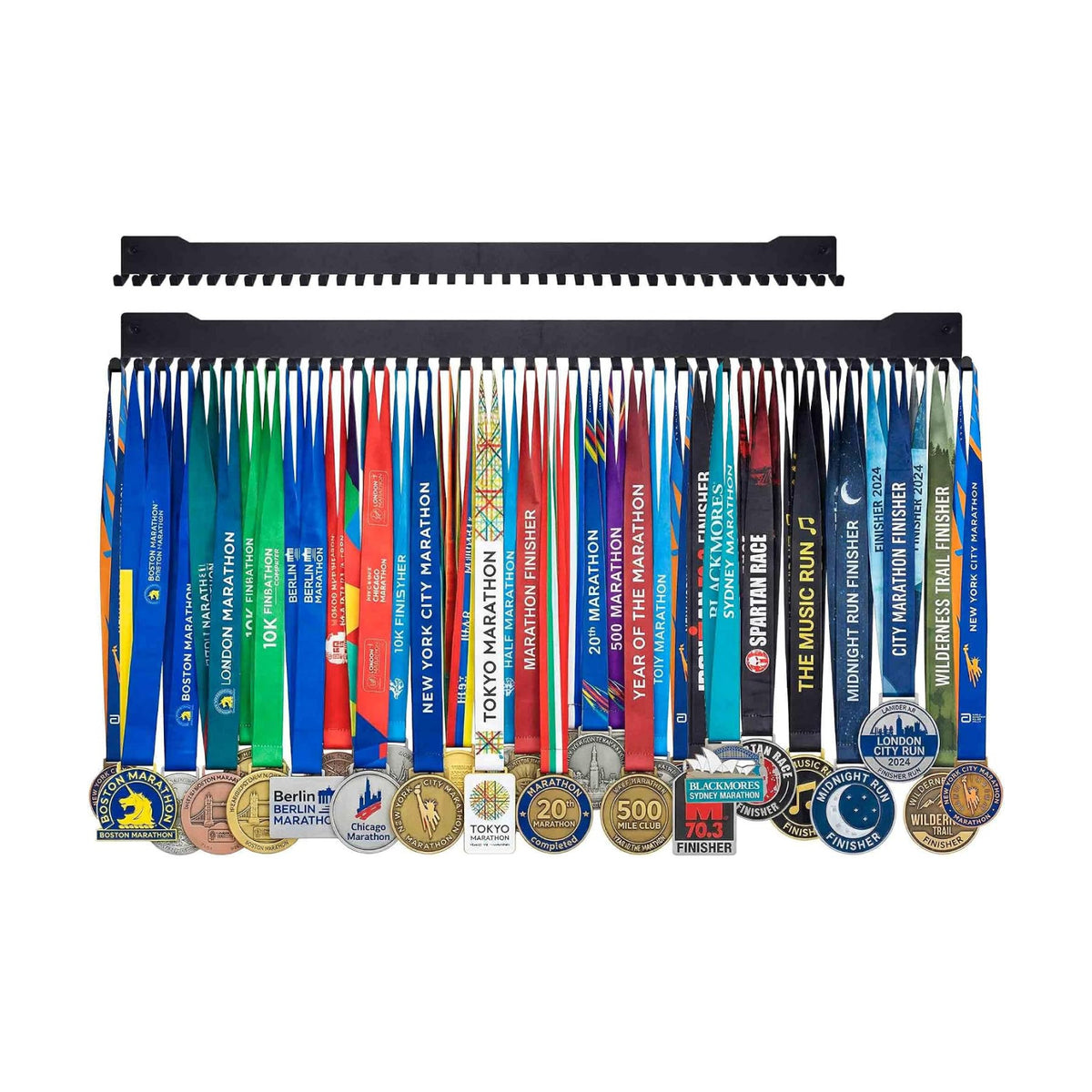 24-30 Inch Medal Hanger Display, Wall Mount Metal Ribbon Holder | Holds 60-100+ Medals, Supports 45 Lbs Capacity