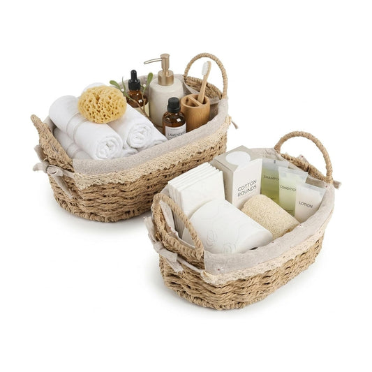 Wicker Basket / Small Woven Storage Baskets / Oval / Set of 2
