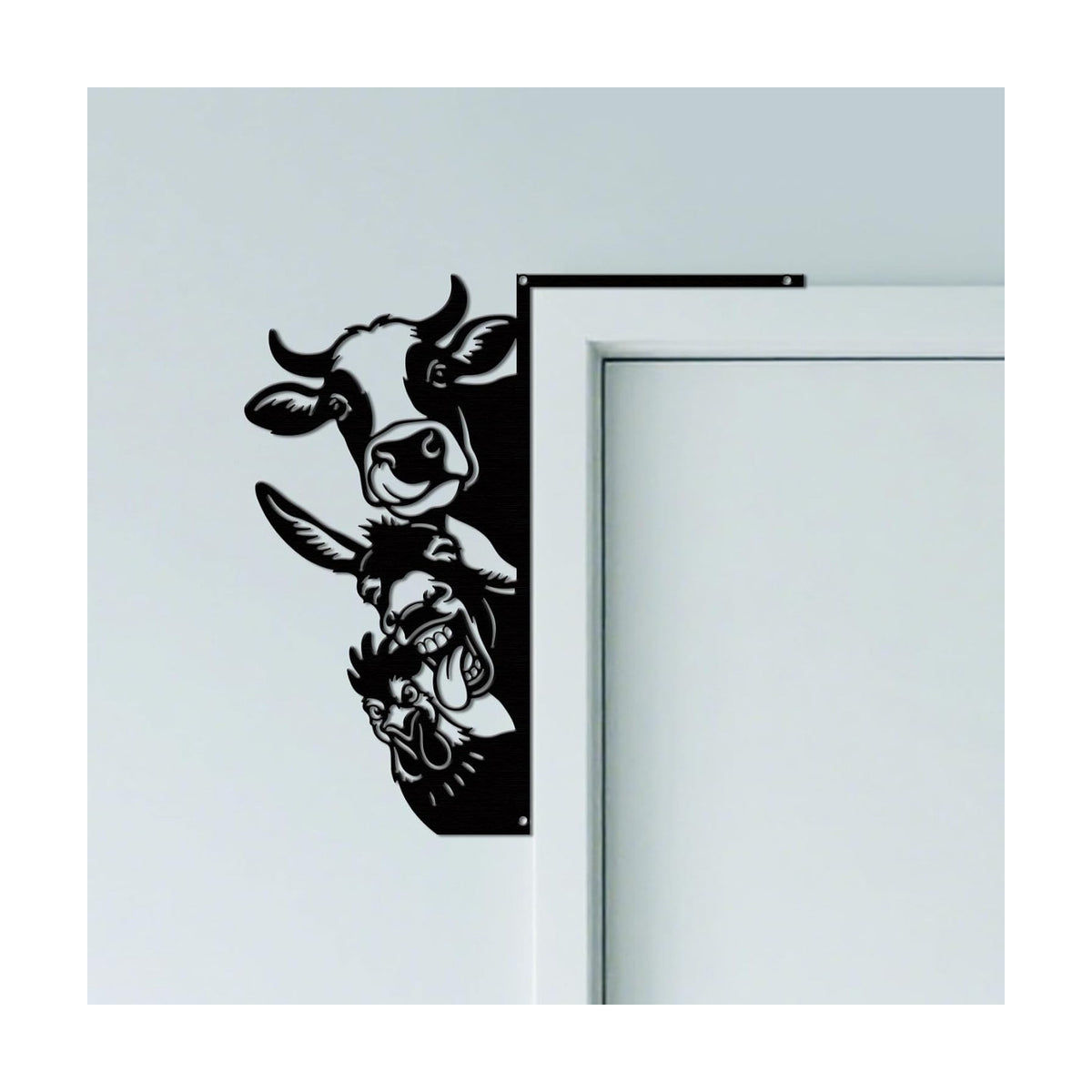 CUTHOLLOW Peeking Cow on the Farm Door Topper Sign Metal Wall Art Decor