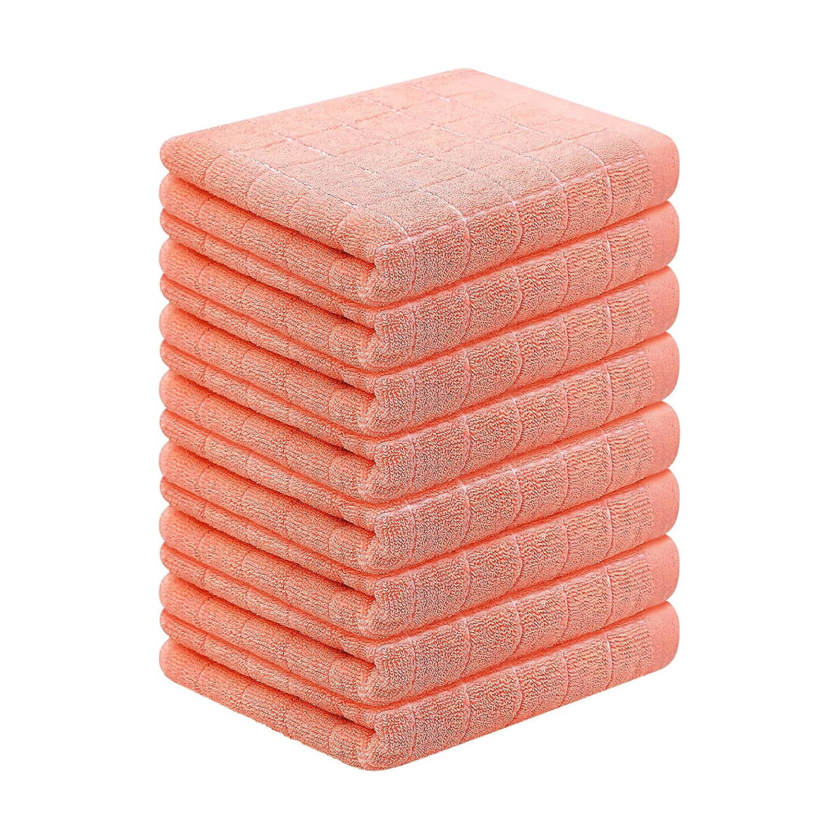 Homaxy 100% Cotton Terry Kitchen Towels, 8 Pack, Coral | Ultra Soft and Absorbent Dish Towels for Kitchen, Suitable for