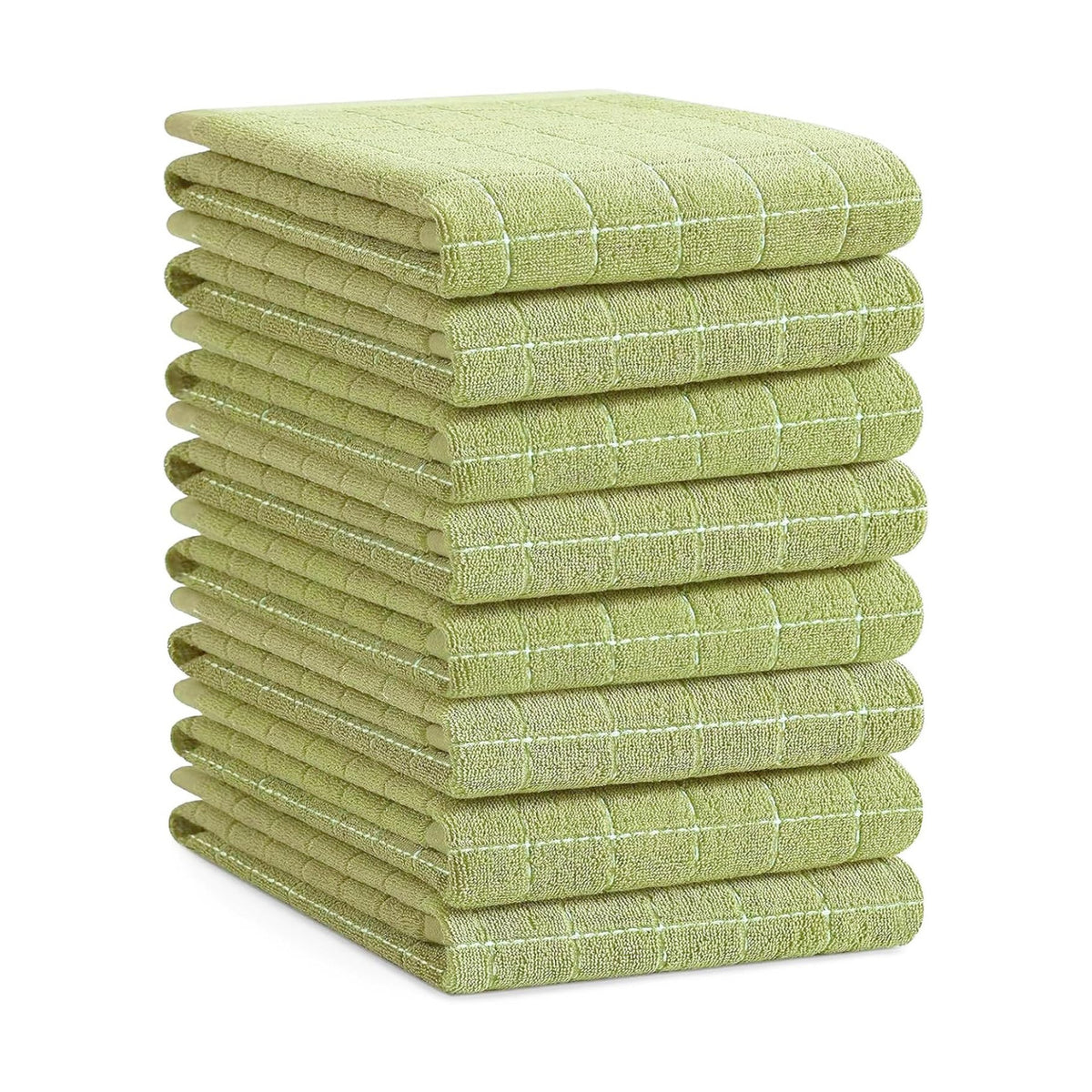 Homaxy 100% Cotton Terry Kitchen Towels, Large 8 Pack, Sage Green | Ultra Soft and Absorbent Dish Towels for Kitchen