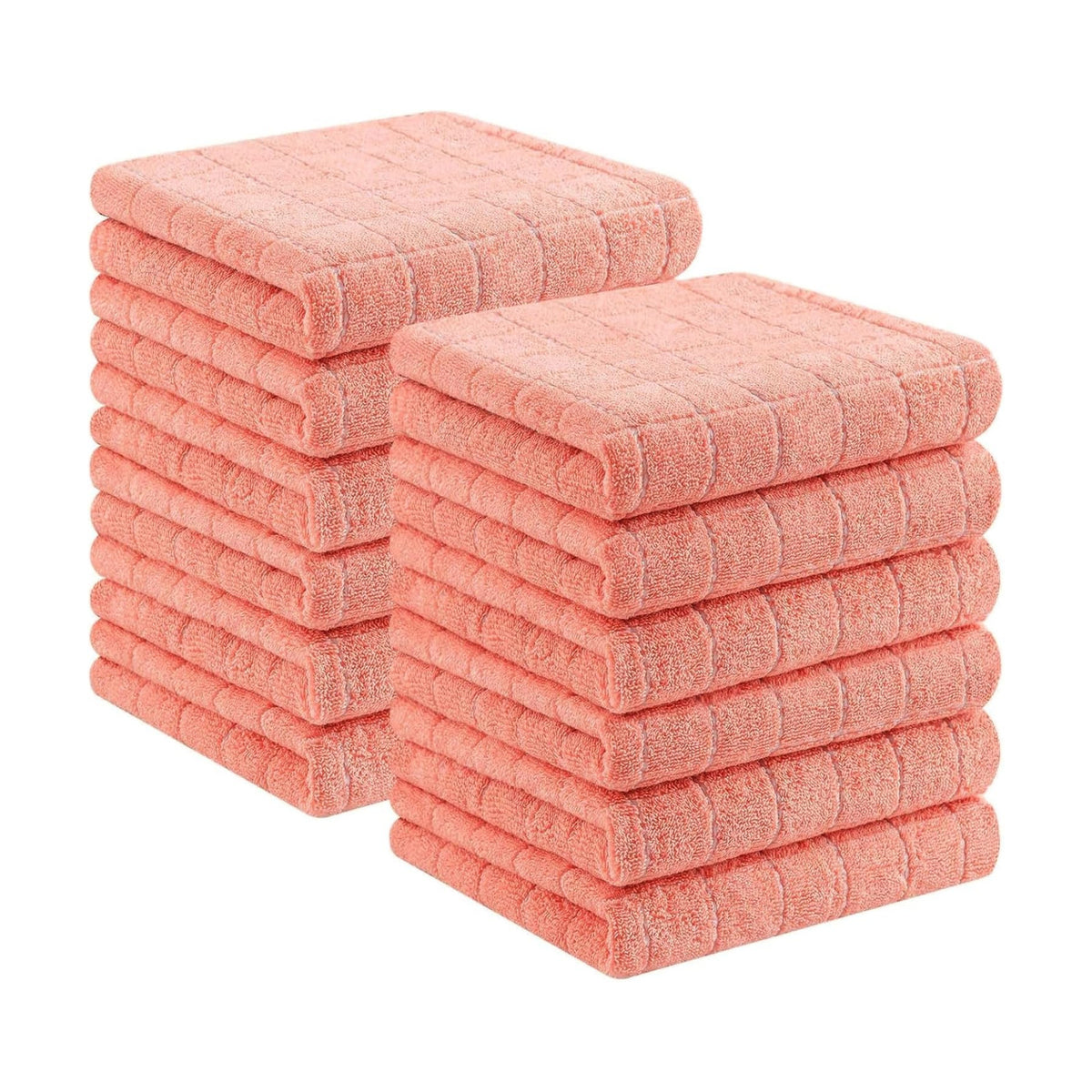 Homaxy 100% Cotton Terry Kitchen Towels, 12 Pack, Coral | Ultra Soft and Absorbent Dish Towels for Kitchen, Suitable