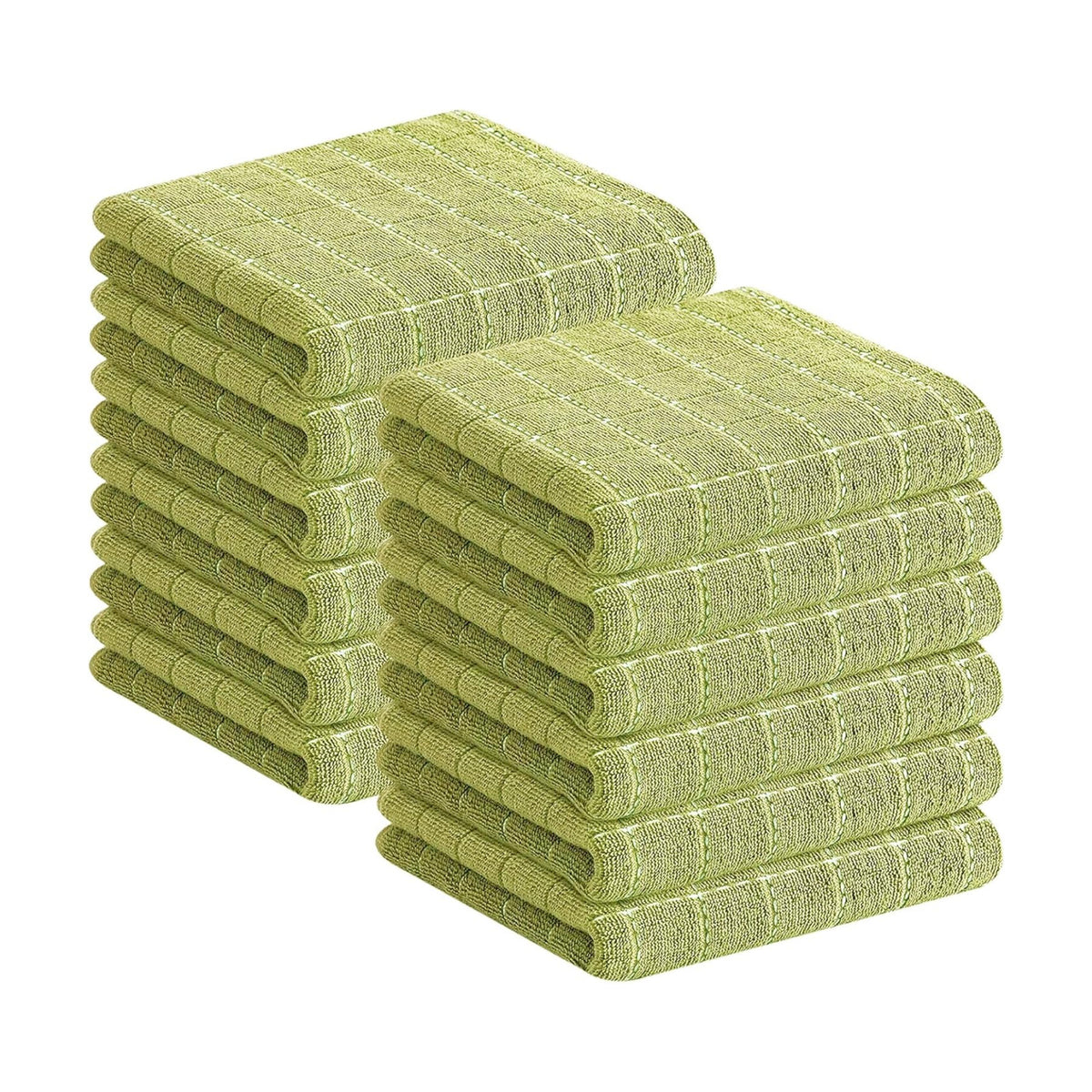 Homaxy 100% Cotton Terry Kitchen Towels, 12 Pack, Sage Green | Ultra Soft and Absorbent Dish Towels for Kitchen
