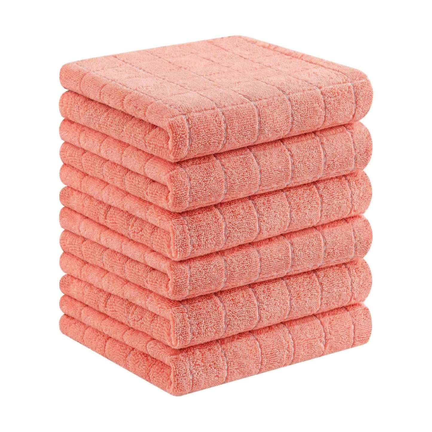 Homaxy 100% Cotton Terry Kitchen Towels, 6 Pack, Coral | Ultra Soft and Absorbent Dish Towels for Kitchen, Suitable for