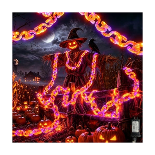 10 ft Halloween Chain Lights, Orange Purple Halloween Lights
