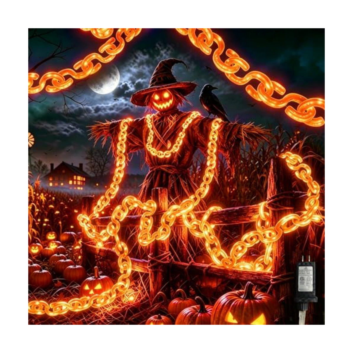 16.4 ft Halloween Chain Lights, Outdoor Orange Halloween Lights