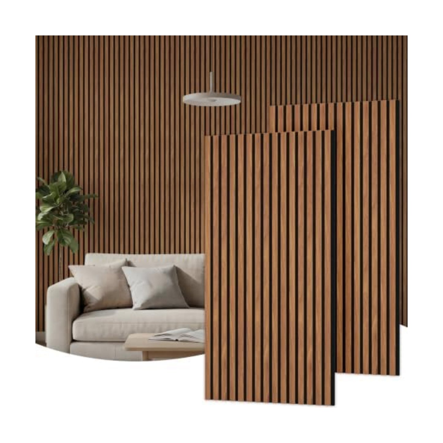 TONOR Wood Wall Panels for Interior Wall Decor, 2 Pack 47.2" x 23.6"(15.47ft²) Wood Slat Aacoustic Panels, Soundproof