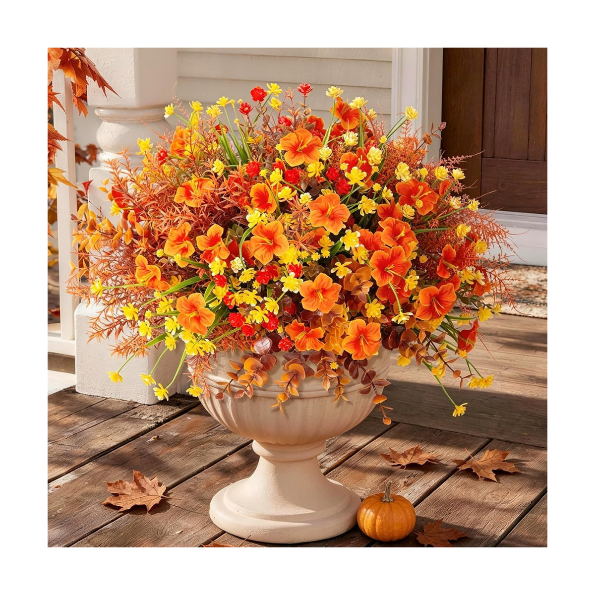 INQCMY Fall Artificial Flowers for Outdoors Planter Fake Plants 12 Bundles
