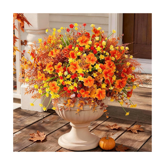 INQCMY Fall Artificial Flowers for Outdoors Planter Fake Plants 12 Bundles