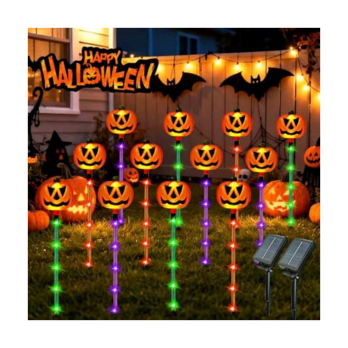 24 Pack Solar Pumpkin Lights Outdoor Waterproof for Halloween Decorations