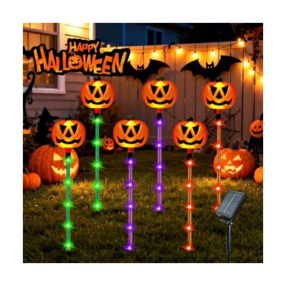 6 Pack Solar Pumpkin Lights Outdoor Waterproof for Halloween Decorations