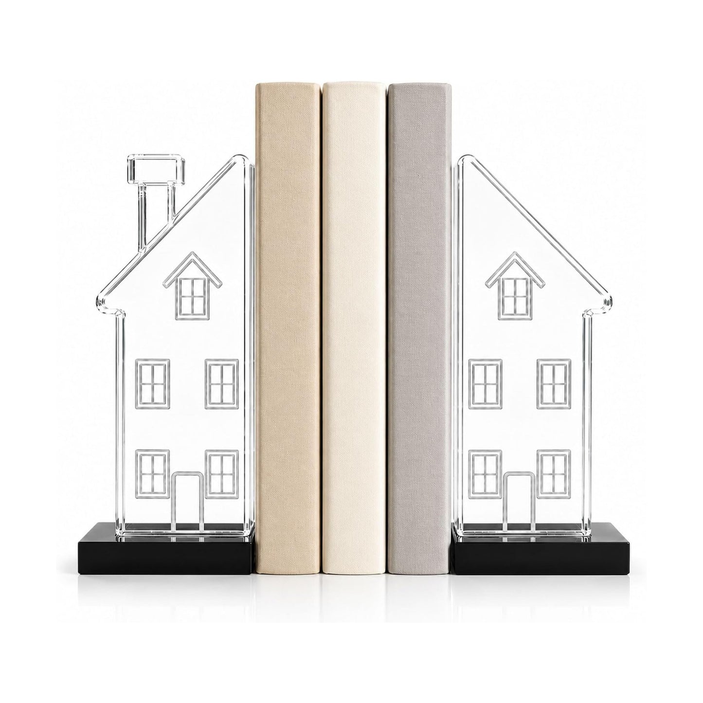 Decorative Glass Book Ends / Clear / Set of 2