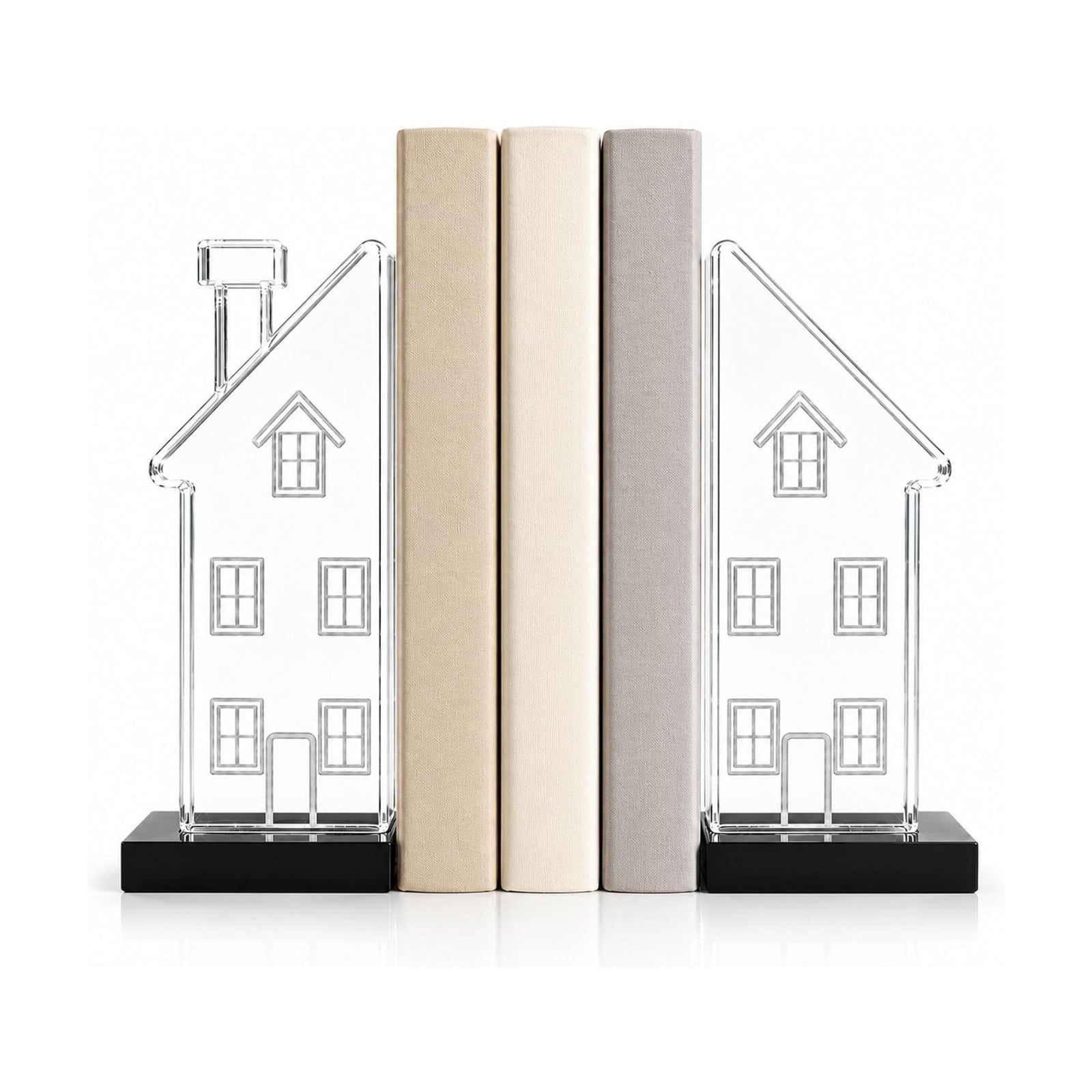 Decorative Glass Book Ends / Clear / Set of 2