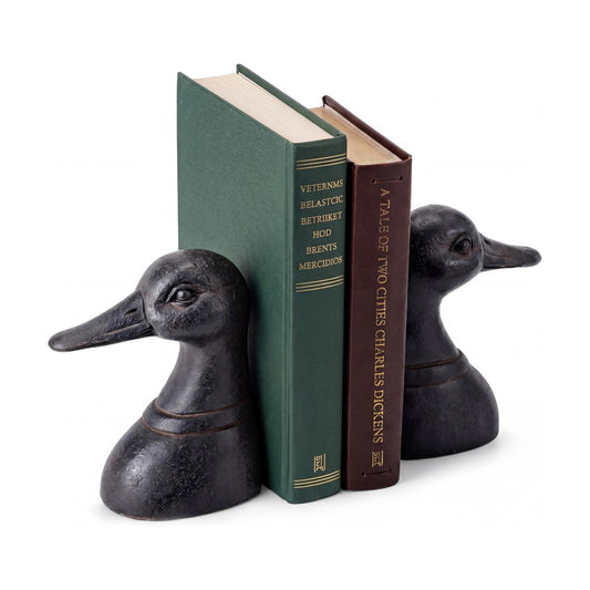 Decorative Distressed Duck Head Bookends Rustic Vintage Bookend Resin / 4.25 x 3 x 5.75 / Set of 2