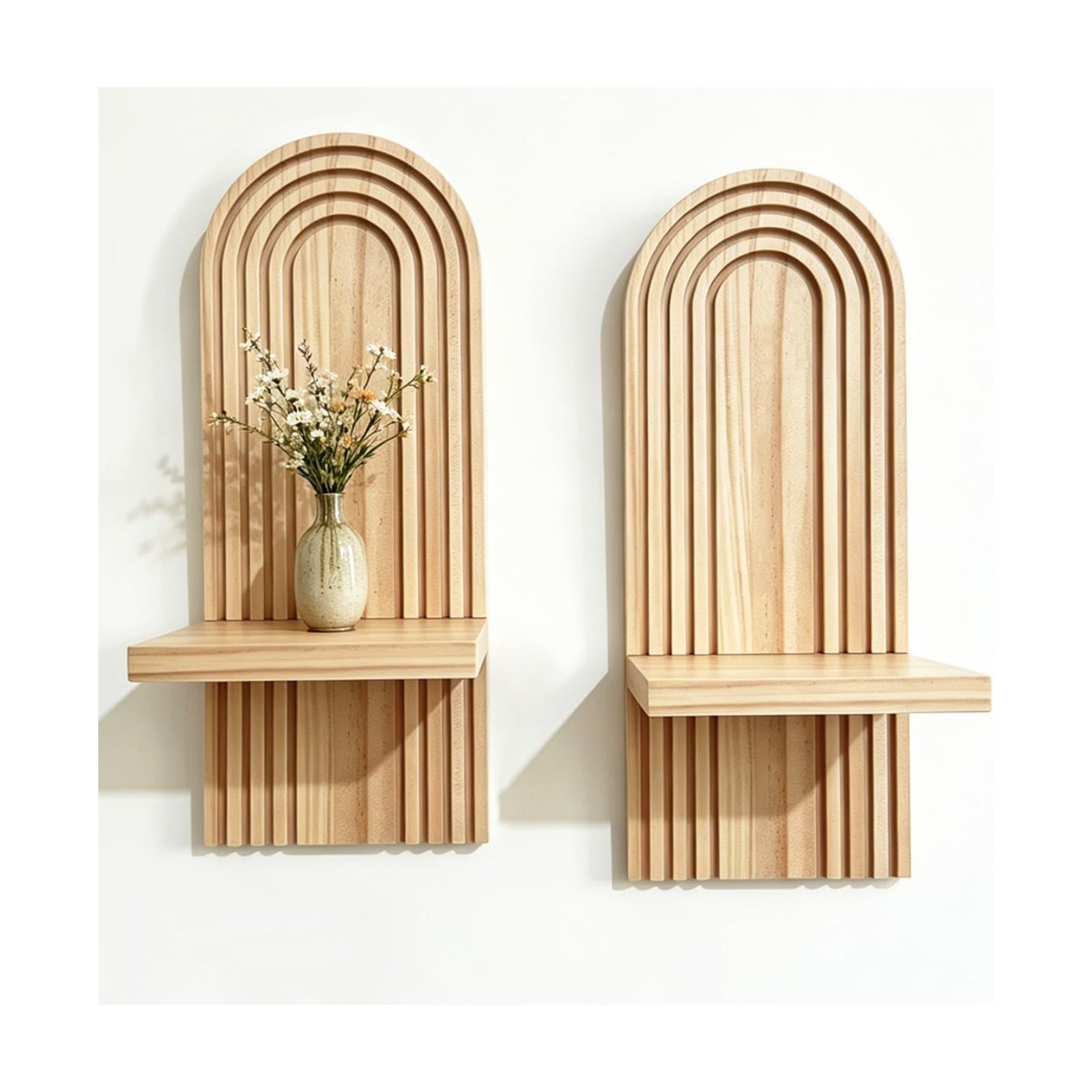 Boho Wood Wall Floating Shelves / Yellow / Set of 2