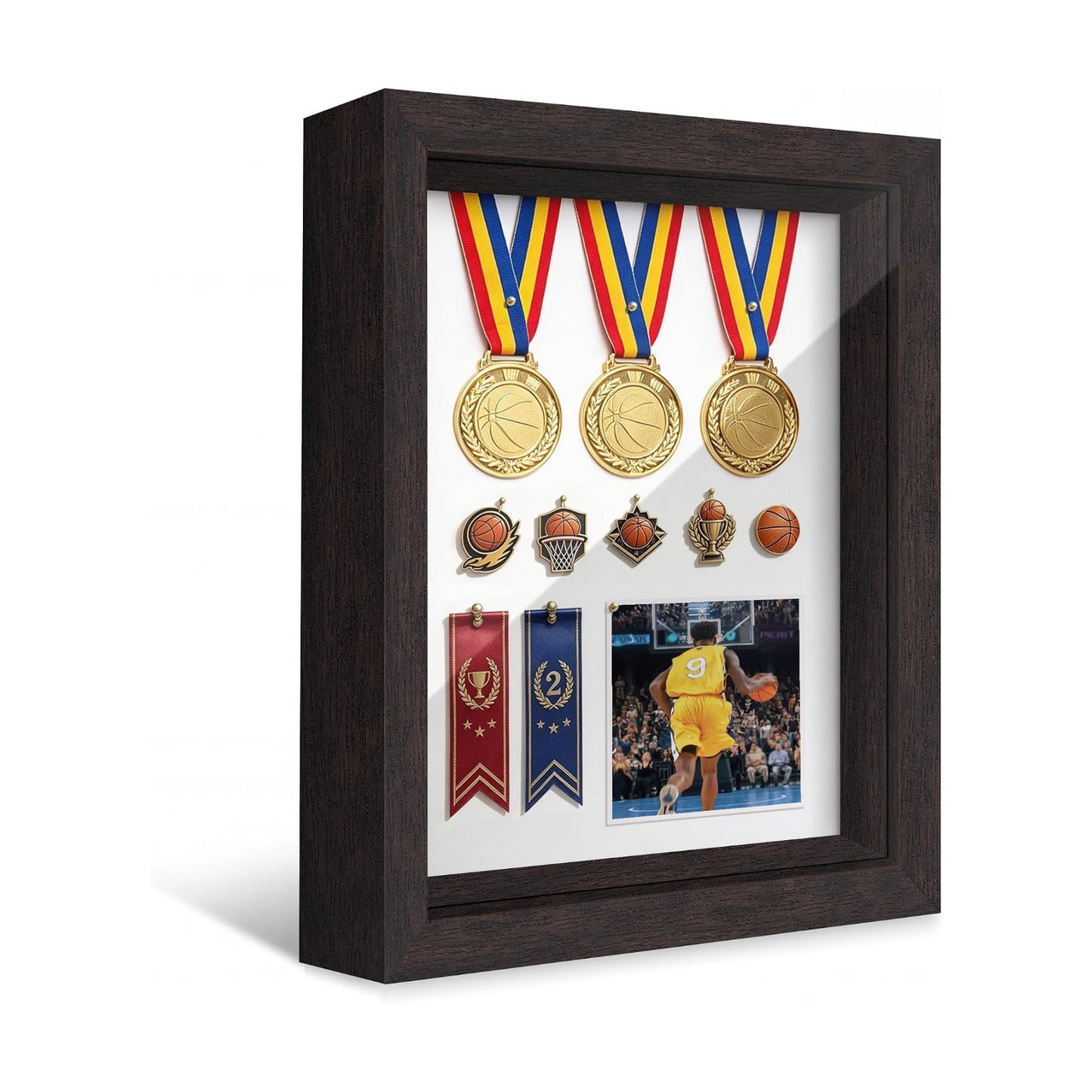11x14 Brown Wooden Shadow Box Frame, 1.2" Deep, Tempered Glass | Wedding Keepsakes, Pet Memorials, Pressed Flowers