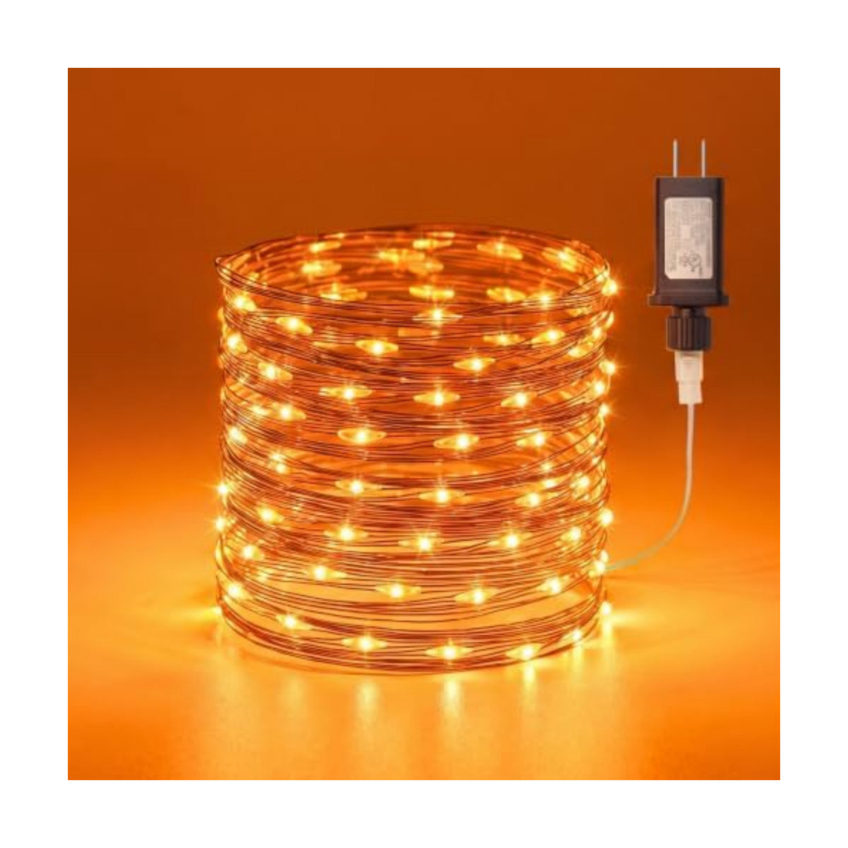 Orange Fairy Lights Plug in, Thanksgiving Fall Decorations, 33FT 100LEDs Halloween String Lights, Waterproof Black Wire Lights for Home Party Ghost Haunted House Indoor Outdoor Halloween Decorations