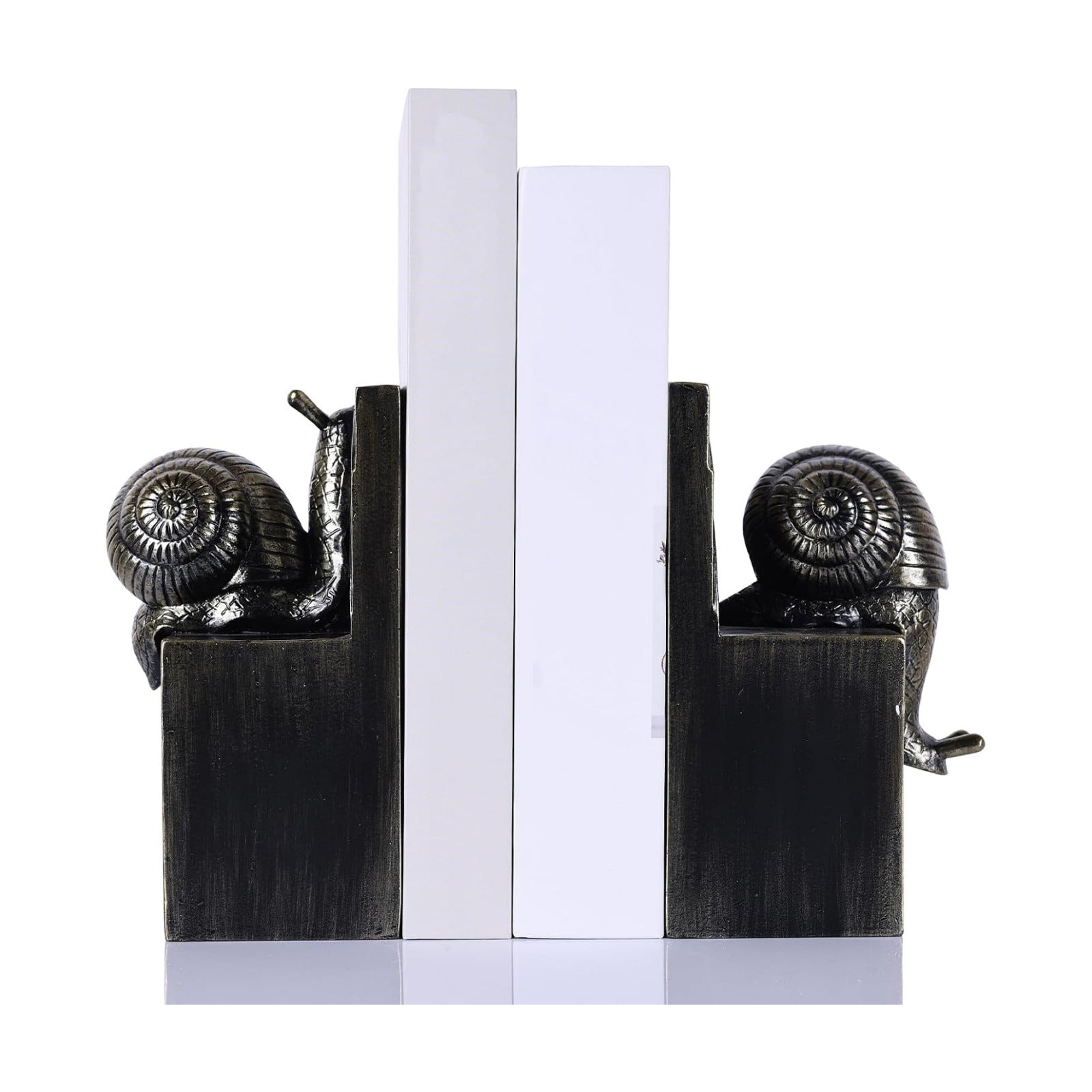 Snail Bookends / Snail Book Ends Resin Animal Bookends / Black Gold / Set of 2
