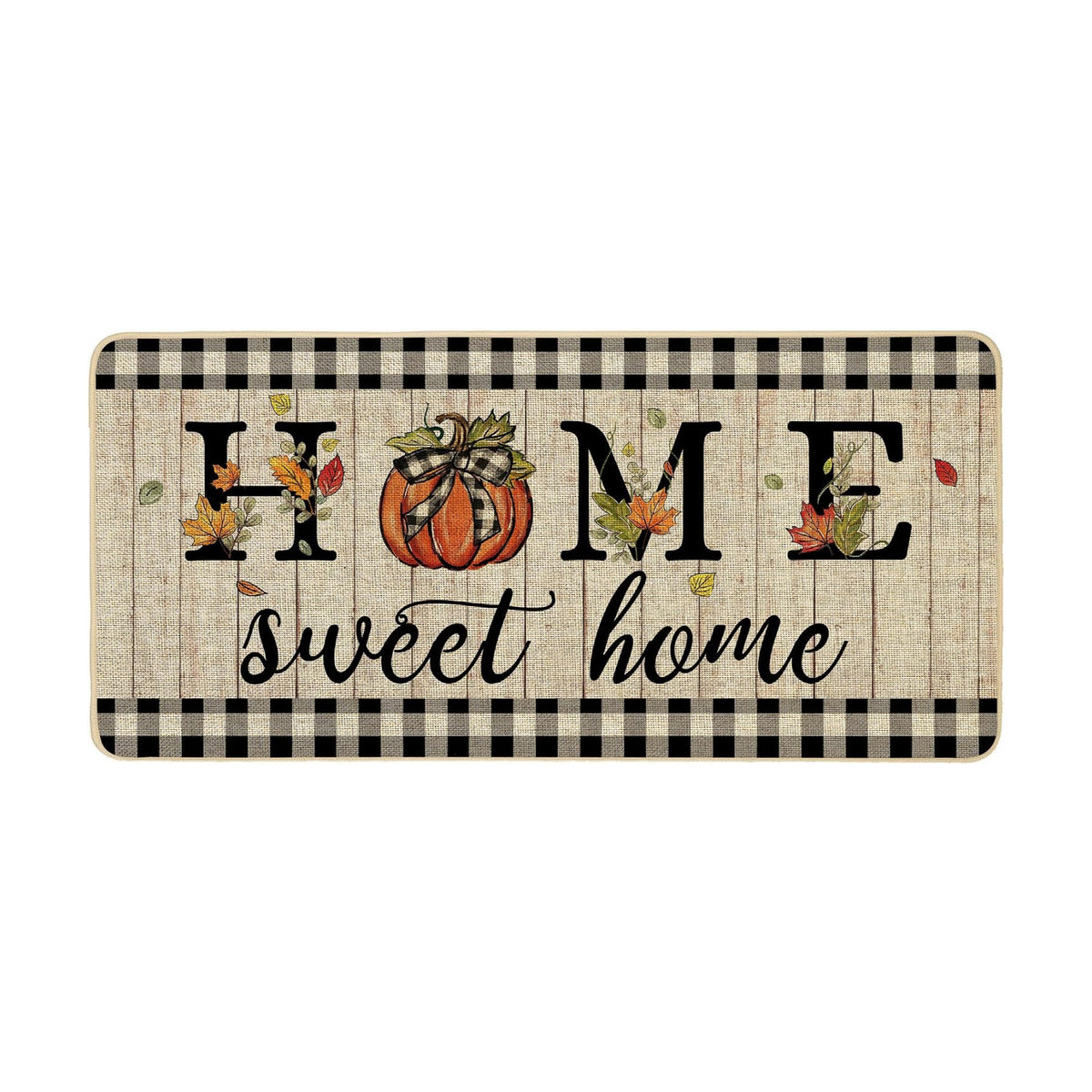 ORTIGIA Fall Pumpkin Doormat Home Sweet Home Indoor Outdoor Patio Autumn Welcome Door Mats Thanksgiving Non-Slip Durable Entrance Mat for Home Entrance Outside Entry Yard Floor Patio 17x36 INCH