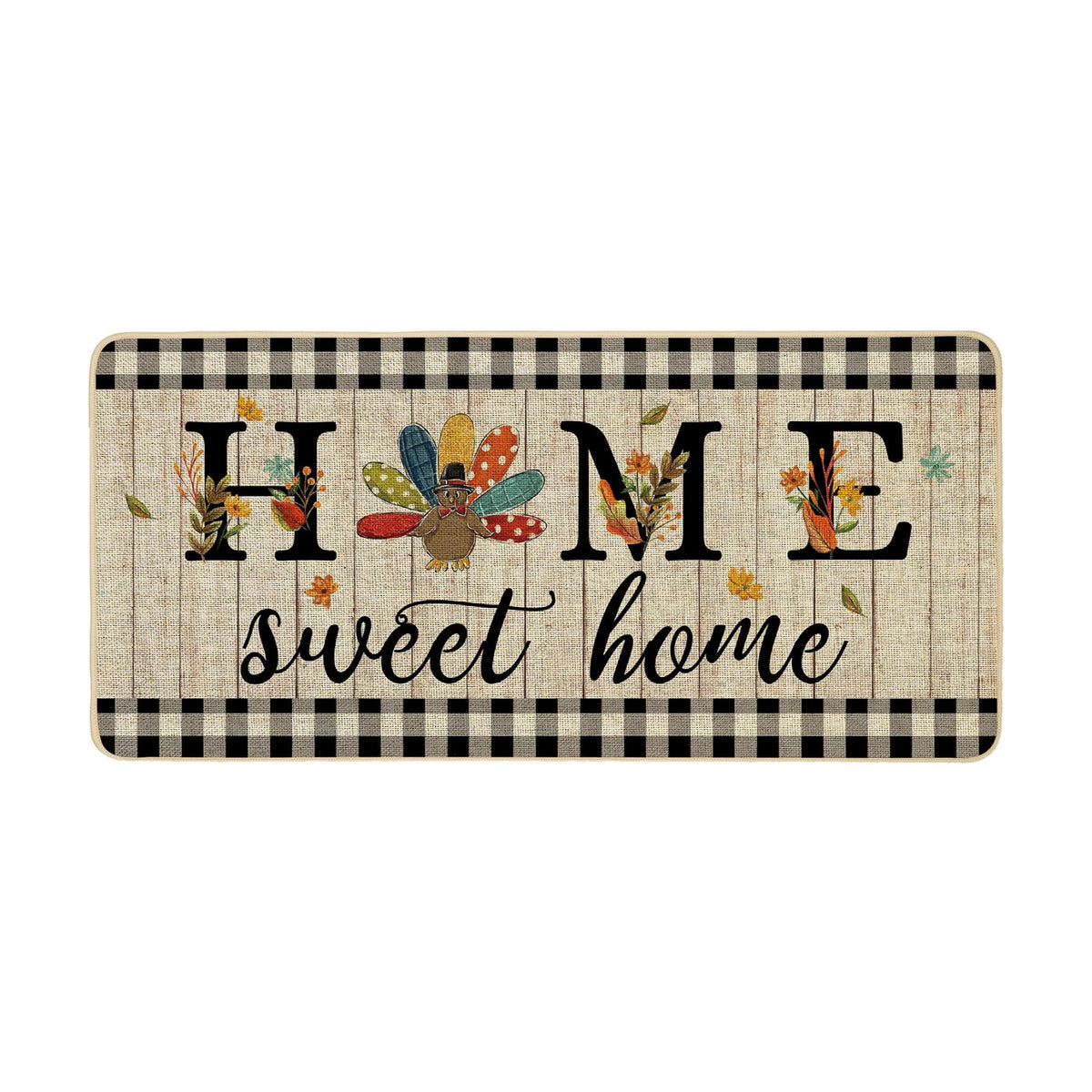 ORTIGIA Thanksgiving Turkey Doormat Home Sweet Home Indoor Outdoor Patio Fall Autumn Welcome Door Mats Non-Slip Durable Entrance Mat for Home Entrance Outside Entry Yard Floor Patio 17x36 INCH