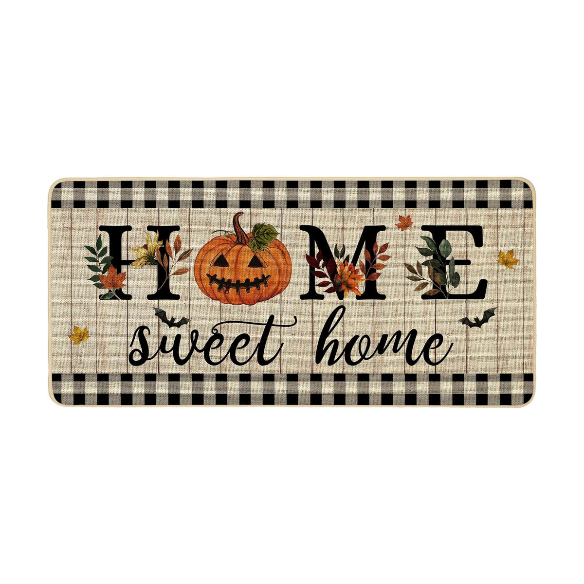 ORTIGIA Halloween Pumpkin Doormat Home Sweet Home Indoor Outdoor Patio Welcome Door Mats Non-Slip Durable Entrance Mat for Home Entrance Outside Entry Yard Floor Patio 17x36 INCH