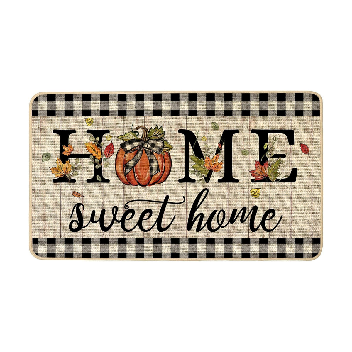 ORTIGIA Fall Pumpkin Doormat Home Sweet Home Indoor Outdoor Patio Autumn Welcome Door Mats Thanksgiving Non-Slip Durable Entrance Mat for Home Entrance Outside Entry Yard Floor Patio 17x29 INCH