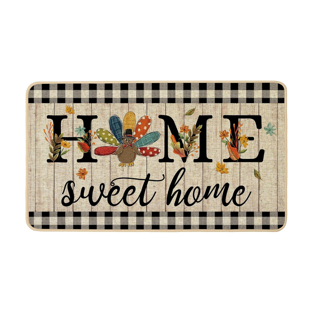 ORTIGIA Thanksgiving Turkey Doormat Home Sweet Home Indoor Outdoor Patio Fall Autumn Welcome Door Mats Non-Slip Durable Entrance Mat for Home Entrance Outside Entry Yard Floor Patio 17x29 INCH