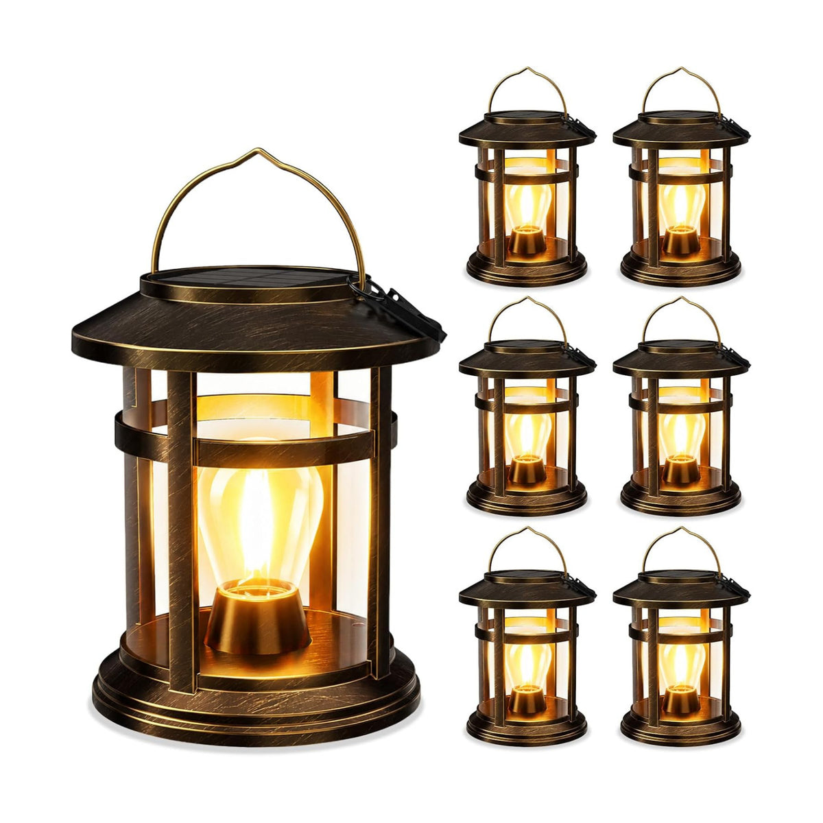 Solar Lantern Outdoor Waterproof, 6 Pack Bright Hanging Solar Lights for Outside Decorative, Upgraded Solar Powered