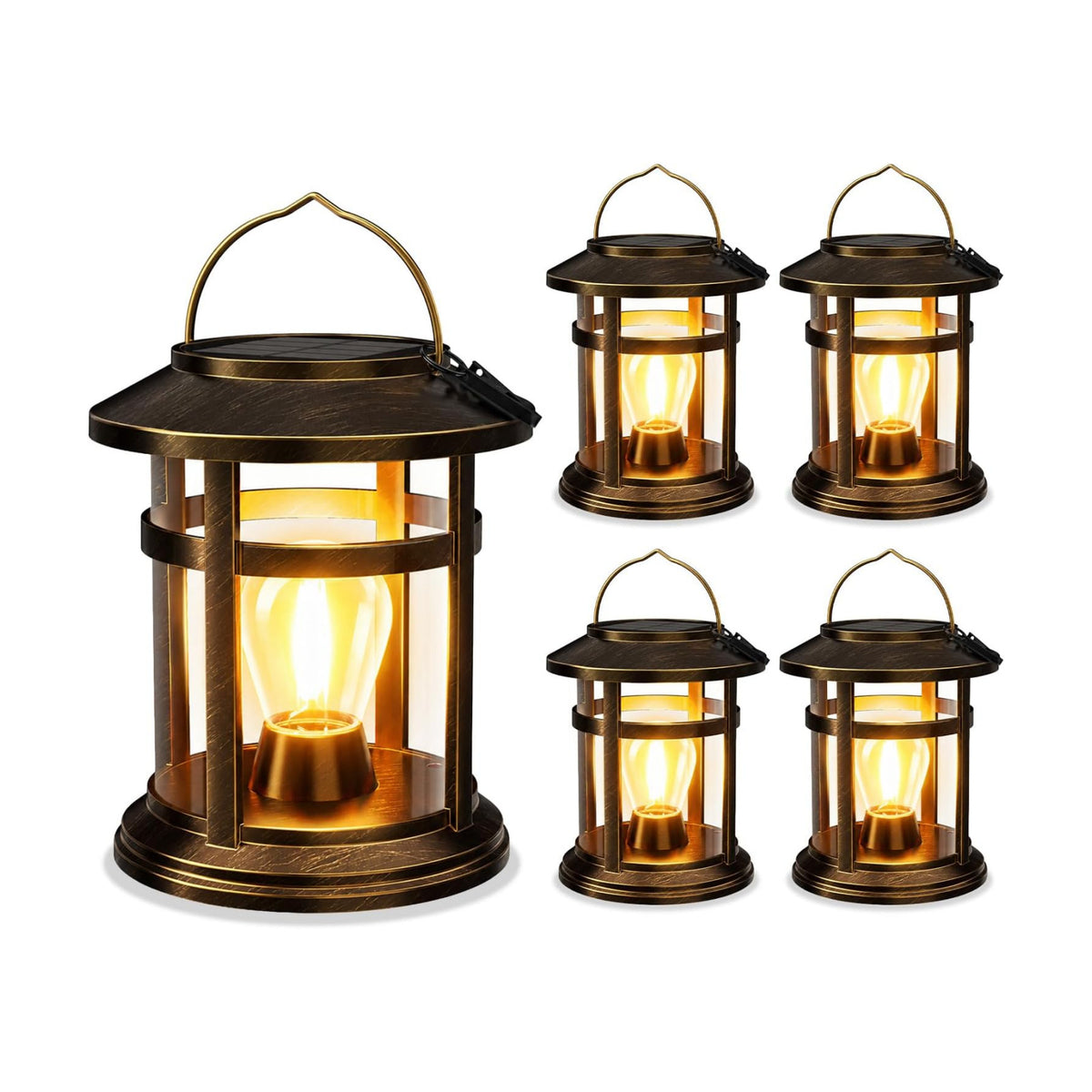 Solar Lantern Outdoor Waterproof, 4 Pack Bright Hanging Solar Lights for Outside Decorative, Upgraded Solar Powered
