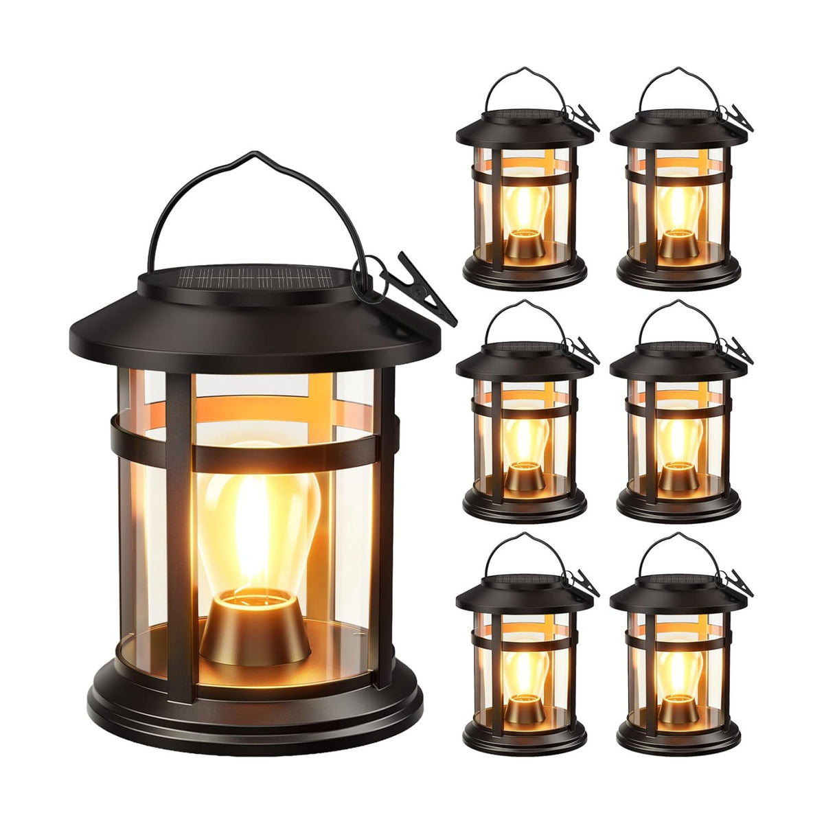 Solar Lantern Outdoor Waterproof, 6 Pack Bright Hanging Solar Lights for Outside Decorative, Upgraded Solar Powered