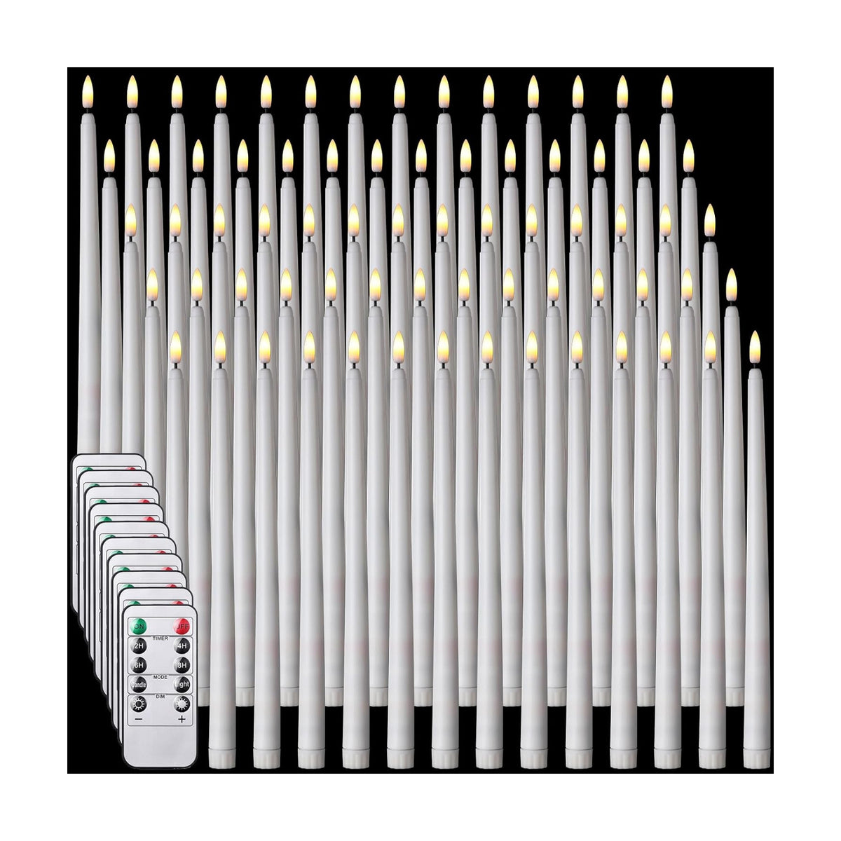 100 Pcs Flickering Flameless Taper Candles Bulk LED Battery Operated Realistic Flame Effect with Remote & Timer Safe No
