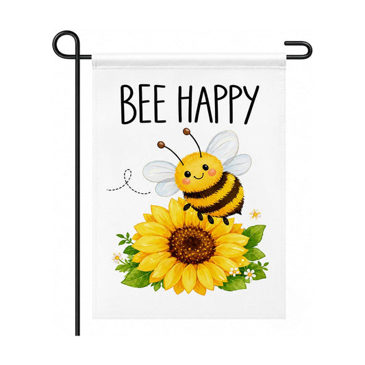 Summer Party Decorations - Bee Happy Summer Garden Flag | Double Sided Sunflower Welcome Yard Decor | Summer Party Accessories Backdrop Favors Supplies Decor for Garden Yard Porch Patio Lawn Outdoor Outside