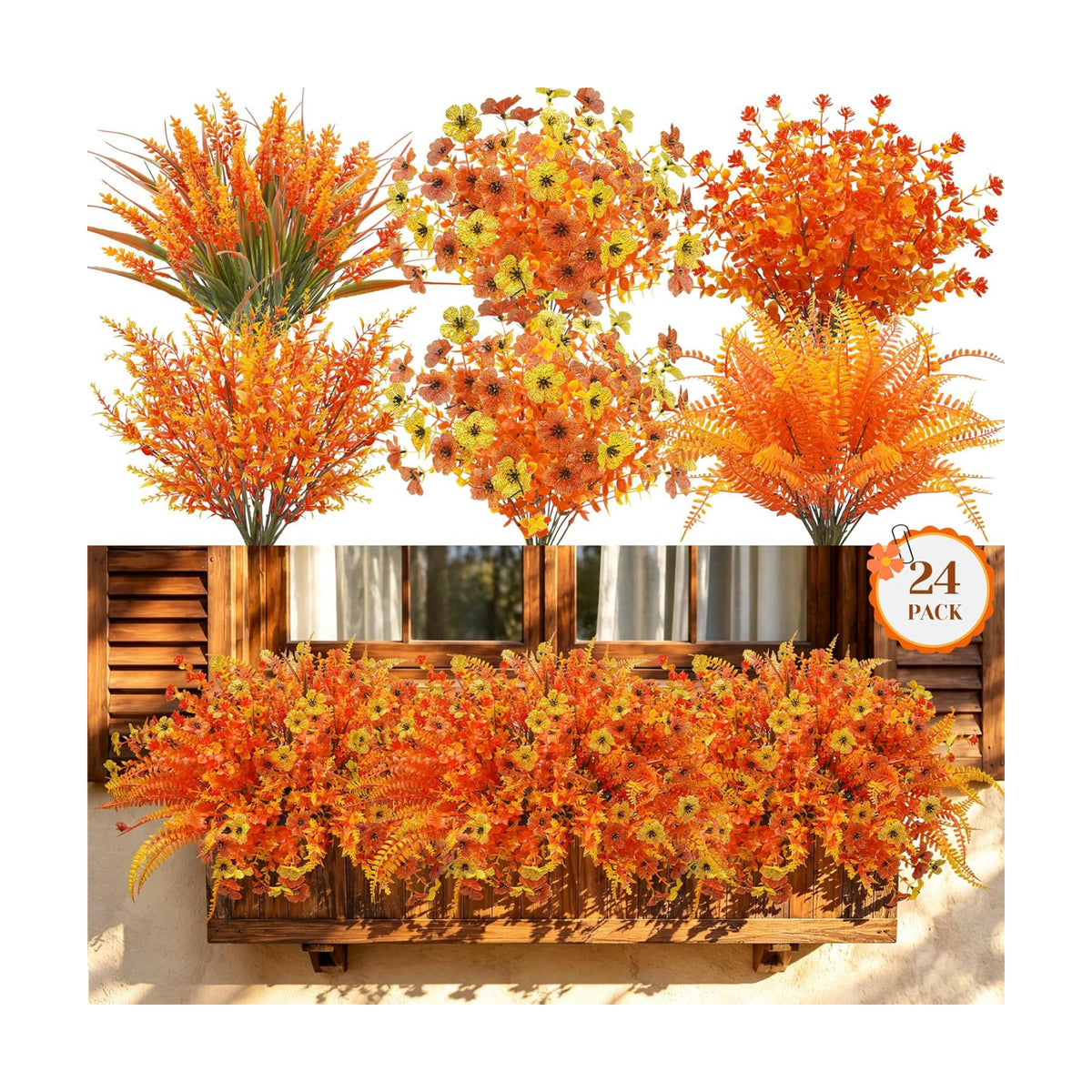 Der Rose Fall Flowers Artificial for Decoration Orange Stems Outdoor Decor