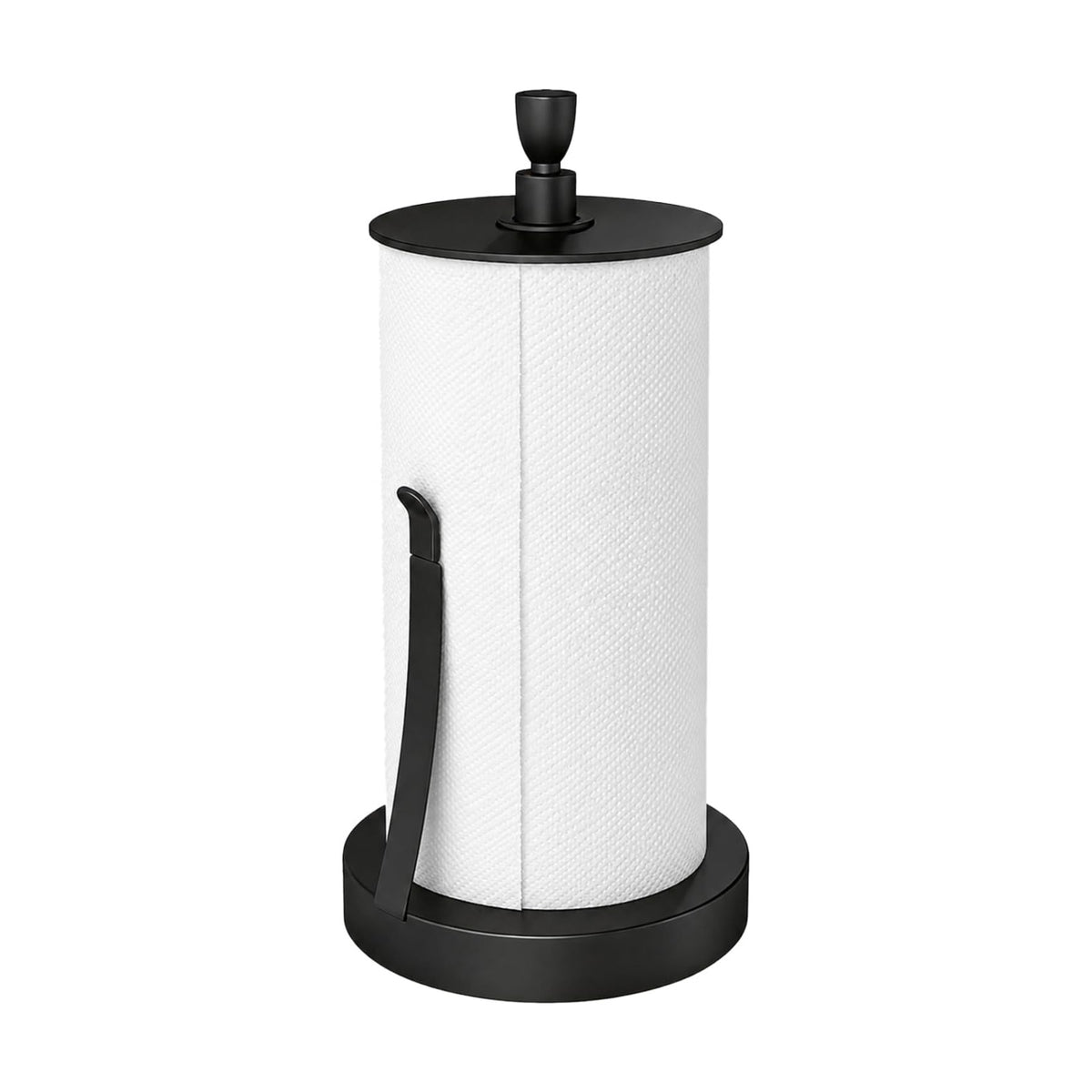 Heavy Duty Paper Towel Holder Countertop with Top Damping Disc Black | Easy One-Handed Tear, Weighted Base Non-Slip