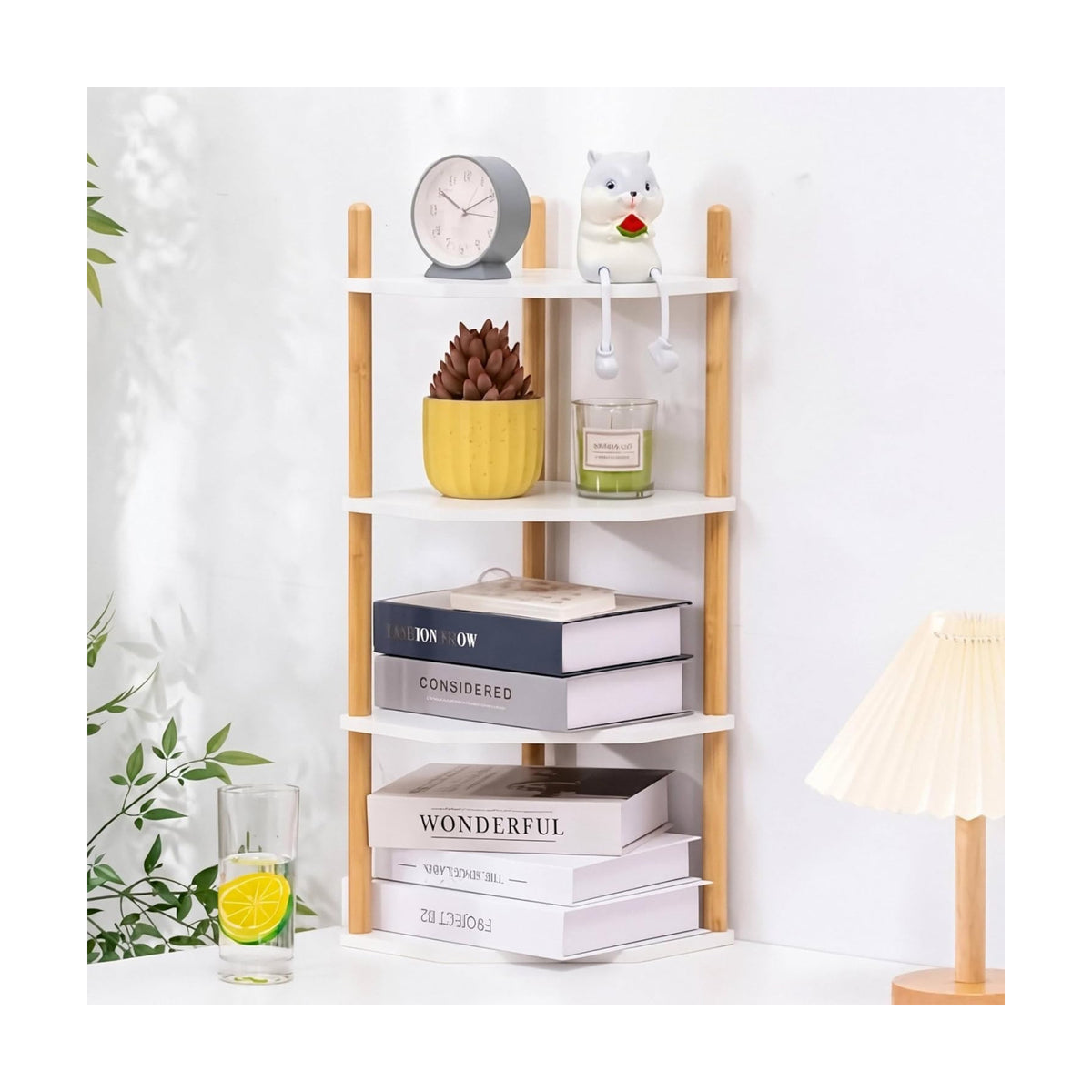 4-Tier Bamboo Corner Shelf,Kitchen Countertop Organizer,Corner Countertop Organizer Shelf, Coffee Bar Organizer,Coffee