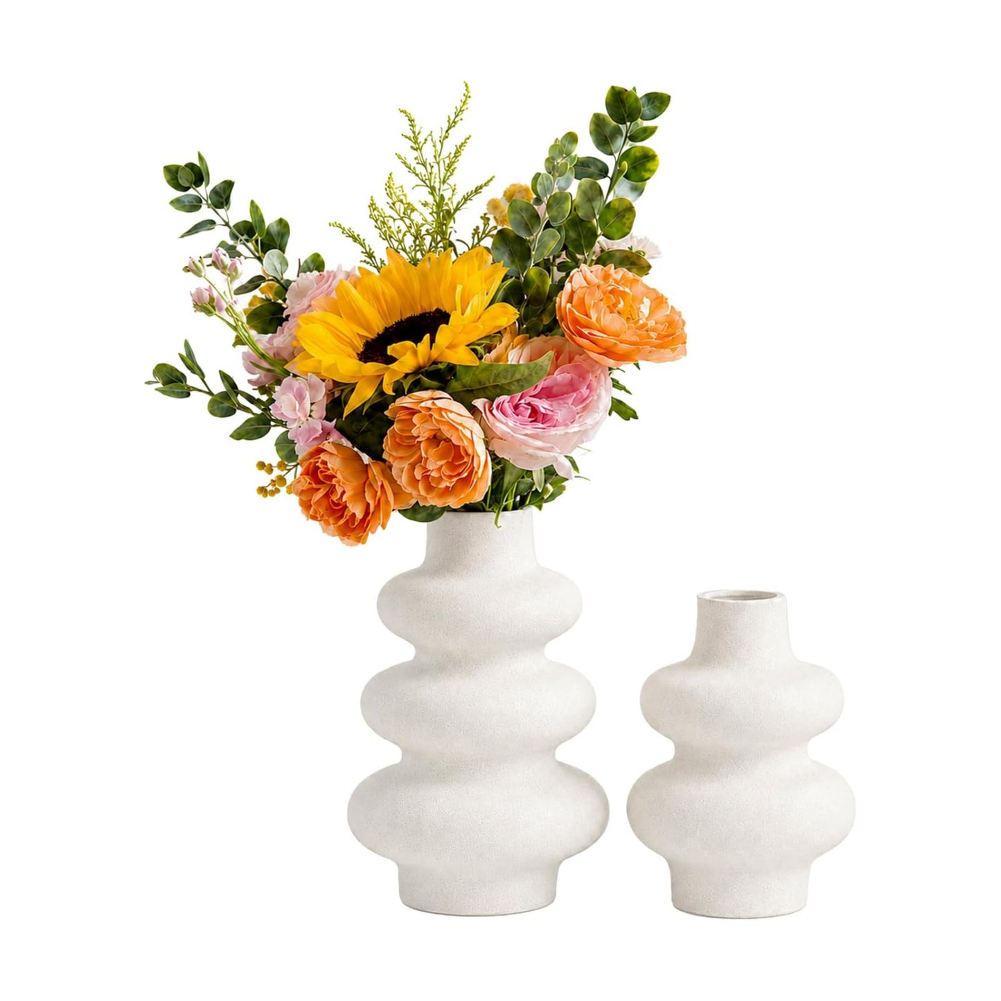 Ceramic Vase Set / White / Set of 2