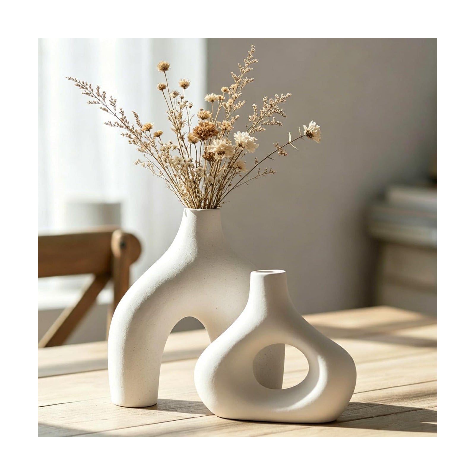 Ceramic Donut Vase Set / White