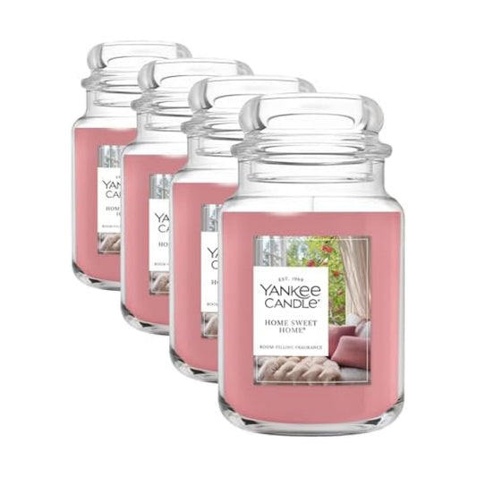 Yankee Candle Home Sweet Home Scented Candle, 22oz Large Jar, Up to 150 Hour Burn Time, Giftable (Pack of 4)