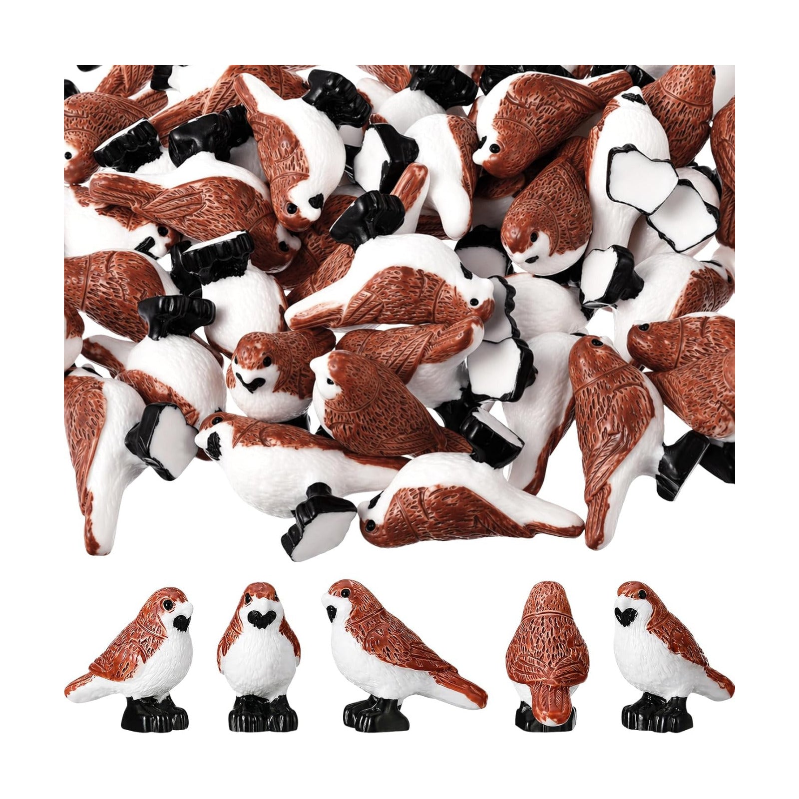 Tiny Resin Birds Statues Bulk Decorative Pigeons Figurines / 1 Inch / Set of 50