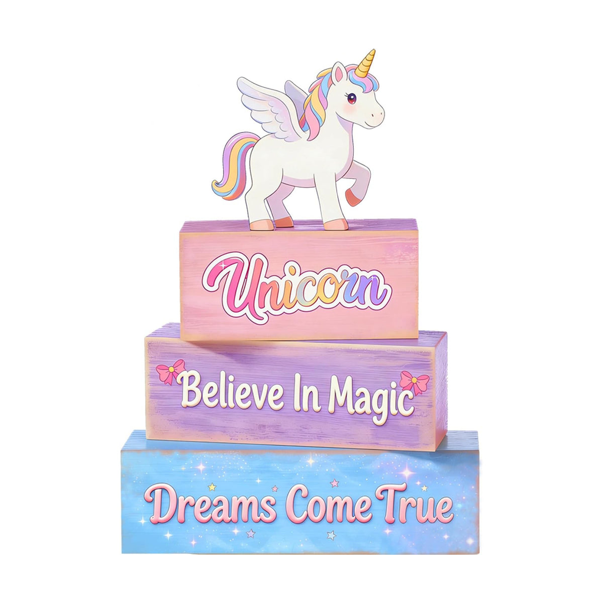 4 Pcs Unicorn Wooden Table Decorations