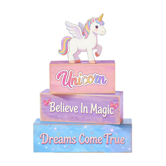 4 Pcs Unicorn Wooden Table Decorations