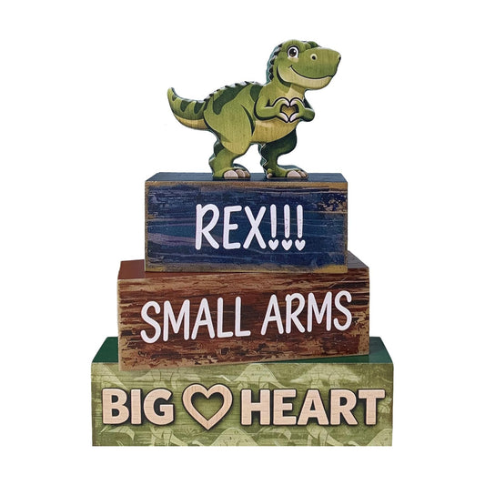 4 Pcs Dinosaur Tiered Tray Decor, Wooden T-Rex Table Decorations, Cute Dinosaur Party Centerpieces for Boys & Girls Birthday, Baby Shower, Nursery, Jungle Theme Home Decor