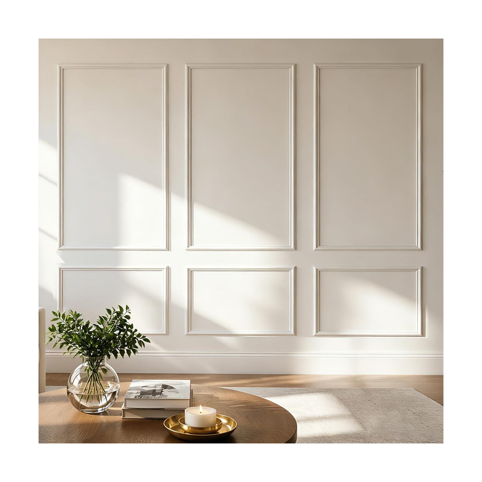 Box Trim Moulding Self Adhesive Premade Accent Panel for Accent Wall / 63 x 39 / 6 Panels