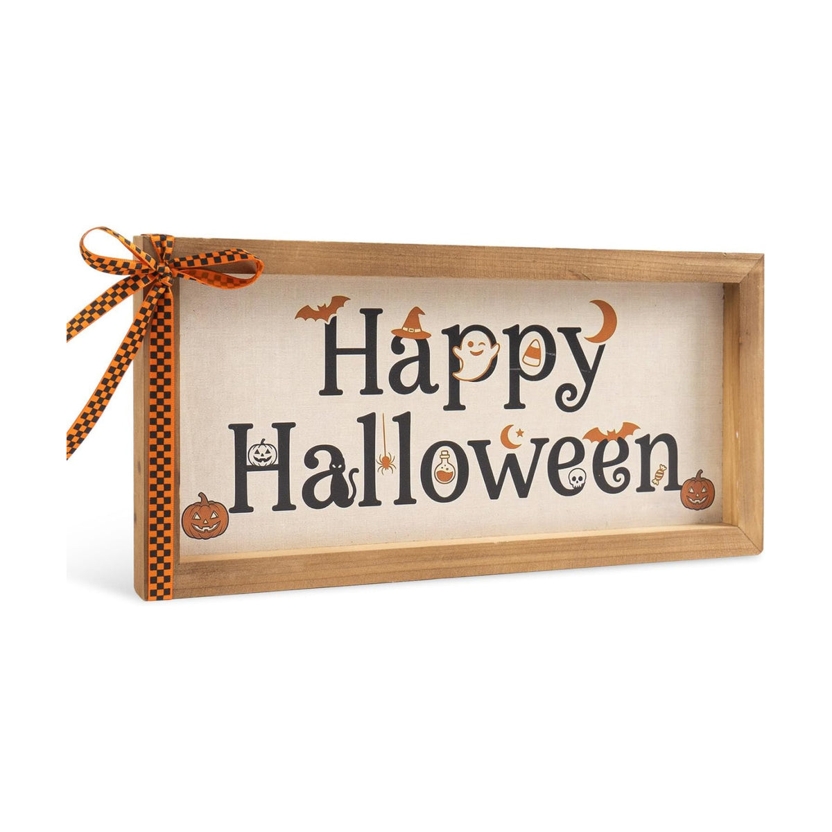 Happy Halloween Sign Pumpkin Bat Ghost Wall Table Shelf Home Decor