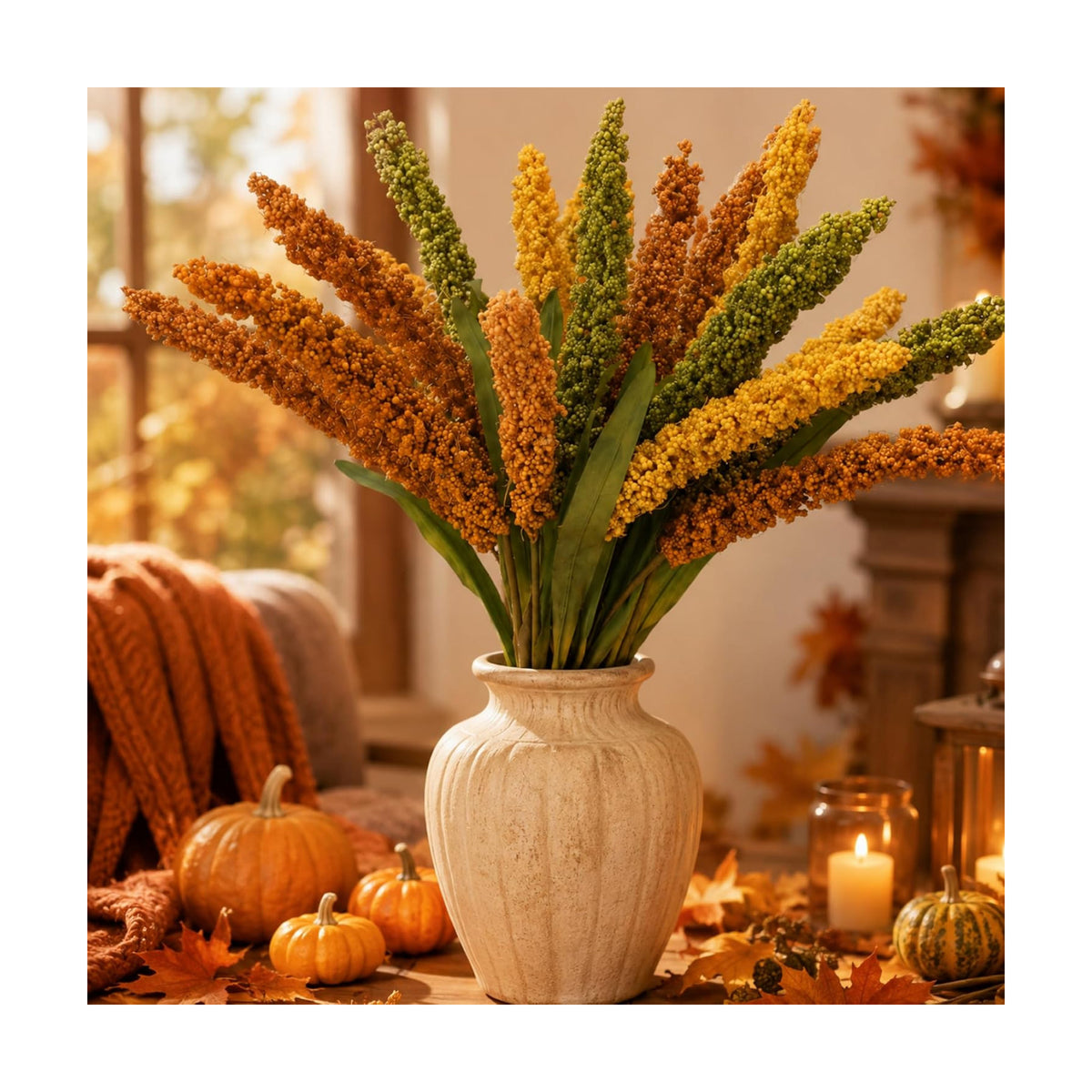 3 Pcs Fall Stems for Vases Artificial Grain Ear Stems Faux Fall Flowers